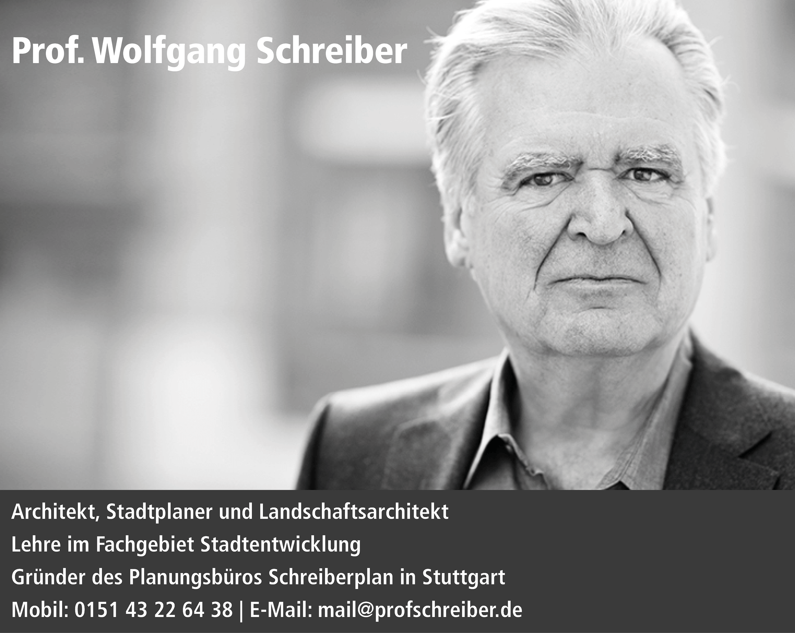 Prof. Wolfgang Schreiber Architekt, Stadtplaner, Landschaftsarchitekt